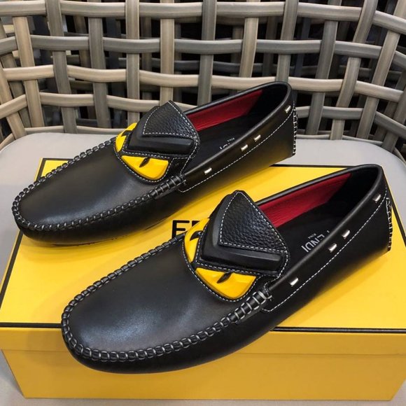 NEW Fendi Monster Eyes Black Leather Loafers - Picture 1 of 7